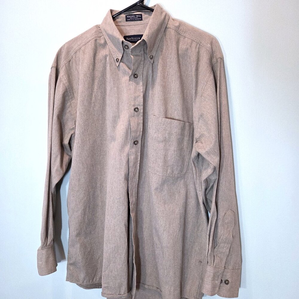 NWOT Van Heusen Brown Twill Shirt Size 15-15.5